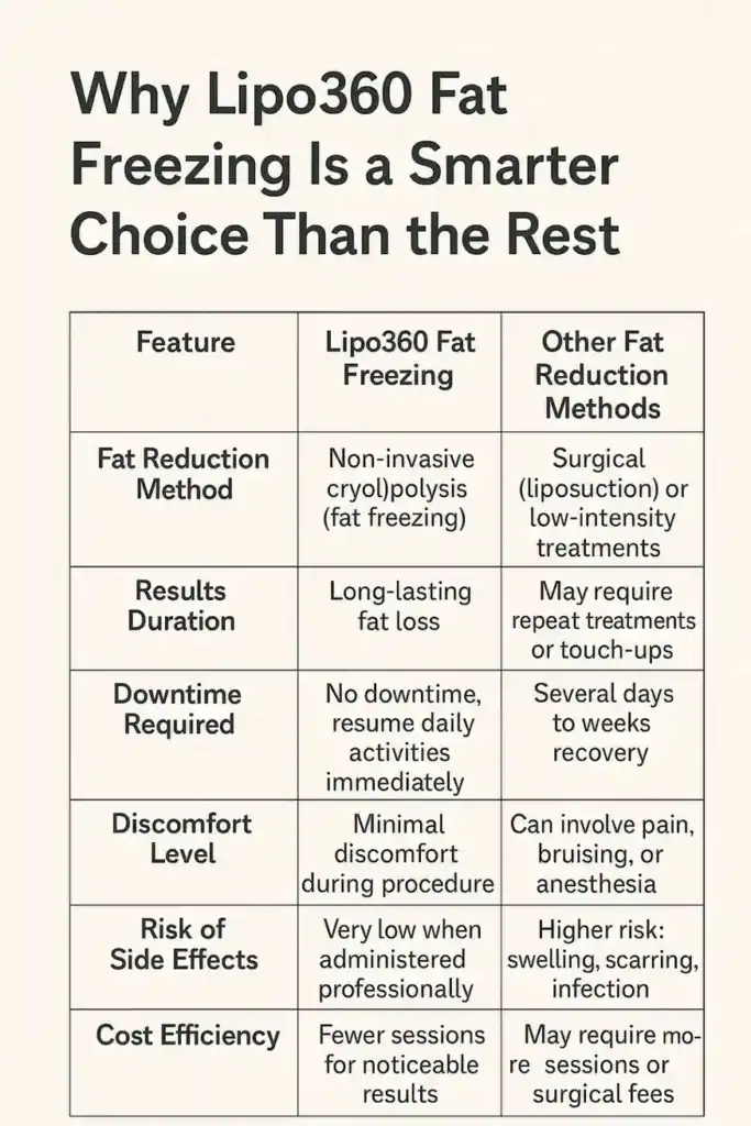 Is it possible to permanently freeze fat cells? 2 Table showing benefits of fat freezing to remove fat cells Hamilton from Lipo 360
