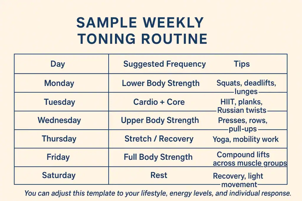 Achieving the Perfect Tone: How Often Should You Exercise for Results? 4 Weekly exercise Hamilton plan graphic