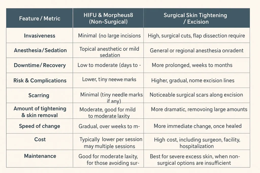 The Science of Skin Tightening 2 Table of skin tightening Hamilton benefits compared to surgical options